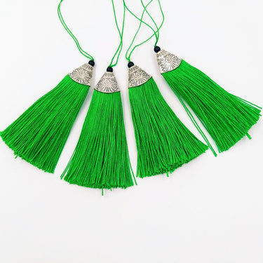 Green Tassels Artificial Silk Tassel with Cone Cap, Earring Tassel, Bridal Tassels